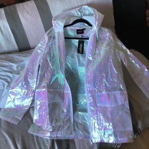Holographic festival raincoat